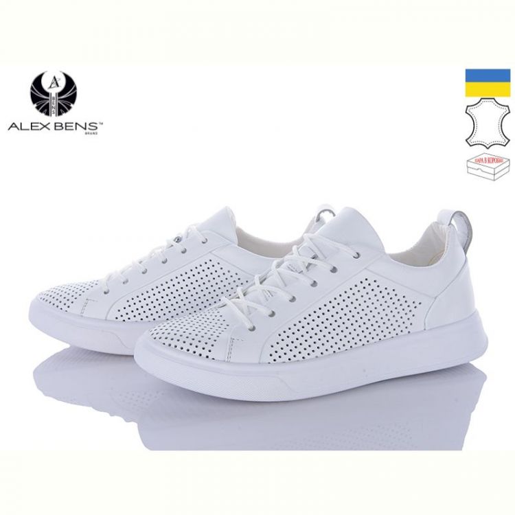Купить Кроссовки Alex Bens 1001 перфорація білий на obuv-plus.com.ua