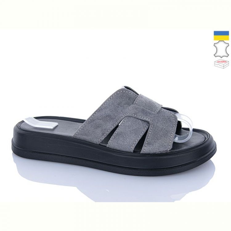 Купить Шлепанцы Sali 518 сірий з чор-п. на obuv-plus.com.ua