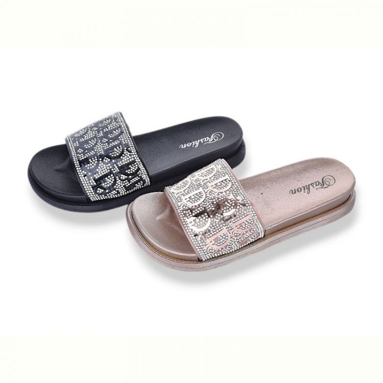 Купить Шлепанцы JIBUKANG 01-888 black-rose mix на obuv-plus.com.ua