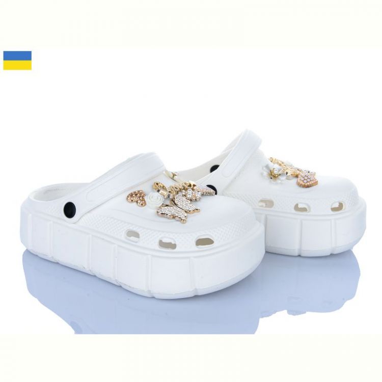 Купить Кроксы Golden Lion 152-2-9 метелик-білий на obuv-plus.com.ua