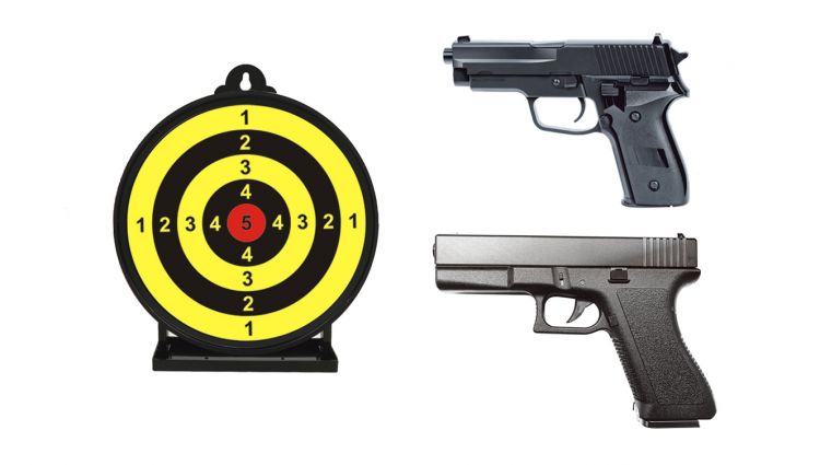 Купить C4 Пістолет GLOCK G17 Vigor пластик + пістолет SIG P226+ мішень 6.5 дюймів+ кулі 0.12г 1000шт на obuv-plus.com.ua