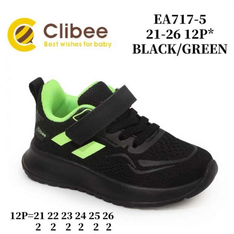 Купить Кроссовки Clibee ApB-EA717-5 black-green на obuv-plus.com.ua