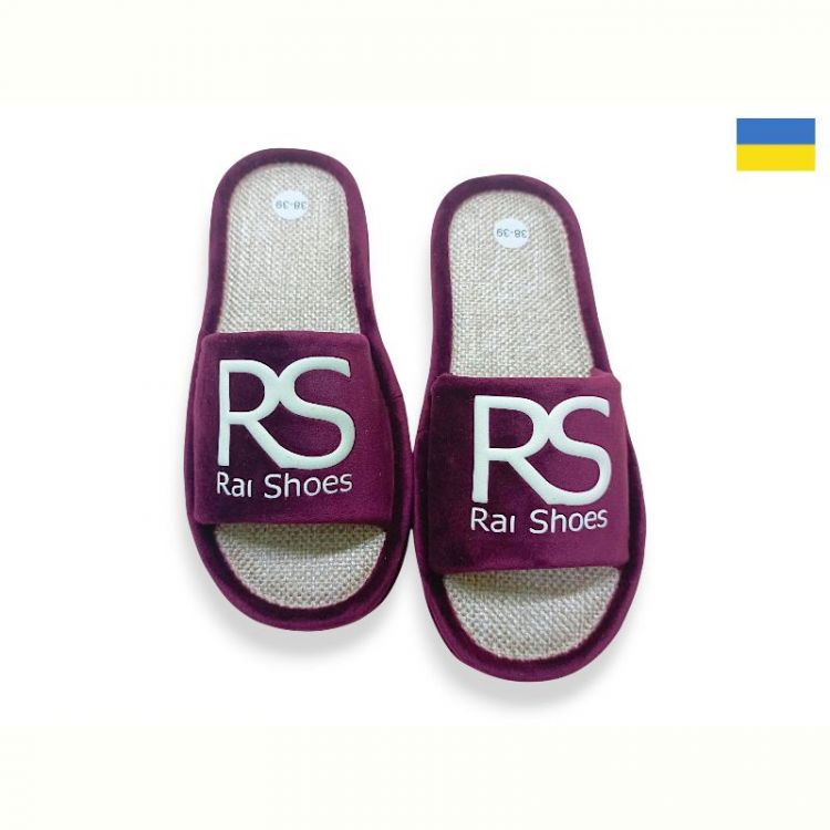 Купить Тапочки Rai Shoes Шльопки жін.бордовий на obuv-plus.com.ua