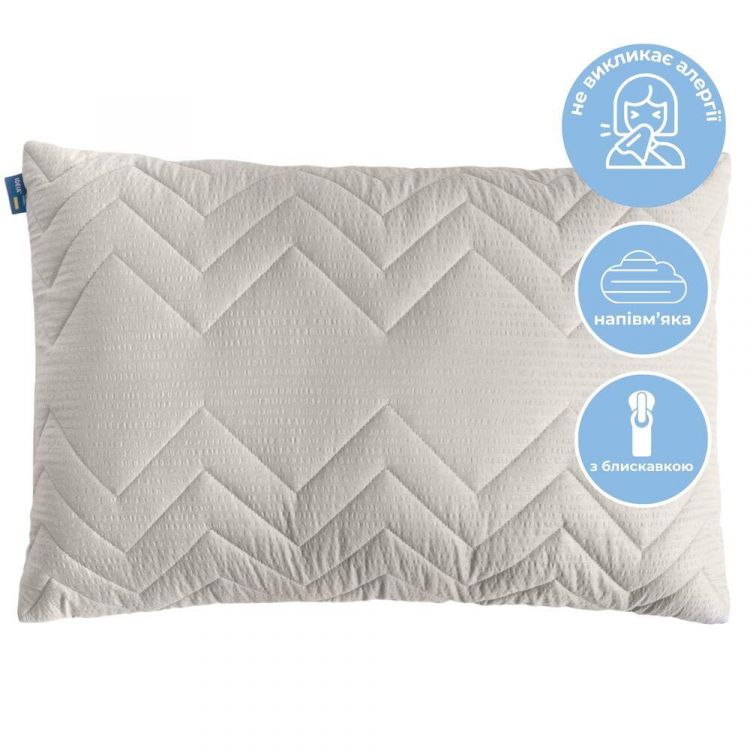 Купить Подушка 50х70 см NORDIC COMFORT+ IDEIA антиллергенная холлофайбер серая стеганная с молнией на obuv-plus.com.ua