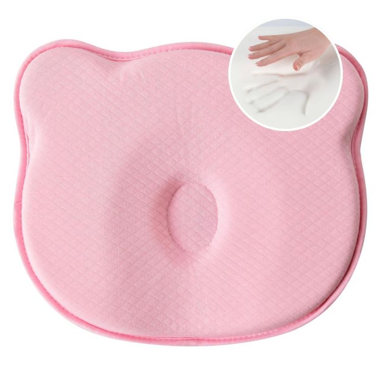 Купить Подушка ортопедическая детская BabyComfort PAPAELLA 27×22×3 см с эффектом памяти, в форме мишки розовая на obuv-plus.com.ua