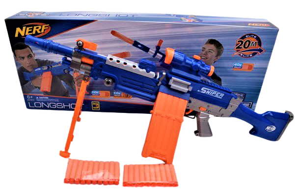 Купить Бластер-кулемет NERF010 Saw NERF Elite на батарейках з м'якими кулями (тільки ЖОВТИЙ) на obuv-plus.com.ua