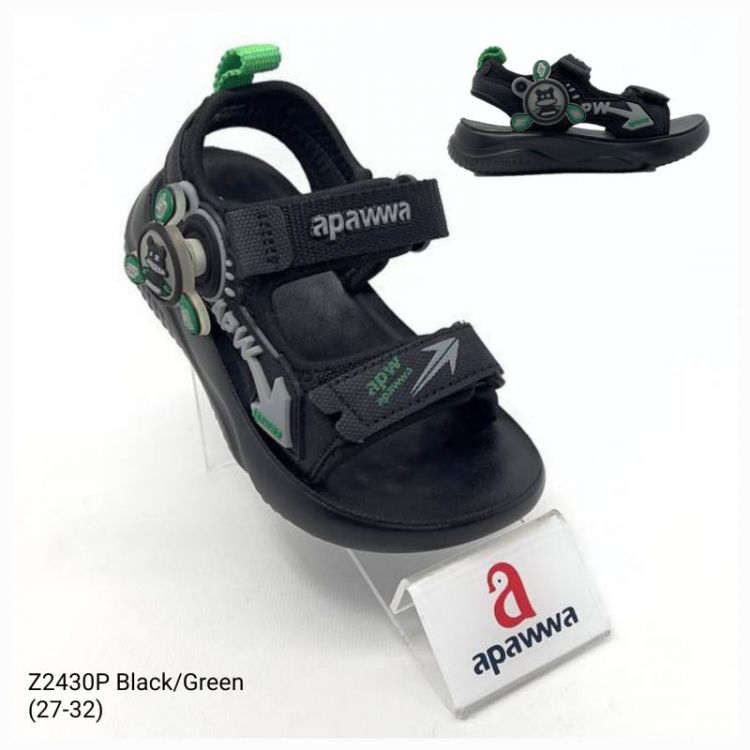 Купить Босоножки Apawwa ApB-Z2430P black-green на obuv-plus.com.ua