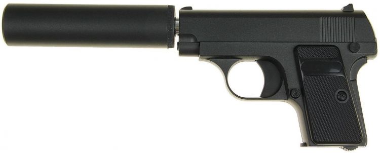 Купить G1A Страйкбольний пістолет COLT25 із глушником метал чорний на obuv-plus.com.ua