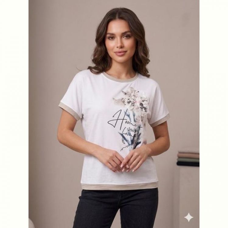 Купить Футболка Elena&Vika 25021 white-beige на obuv-plus.com.ua