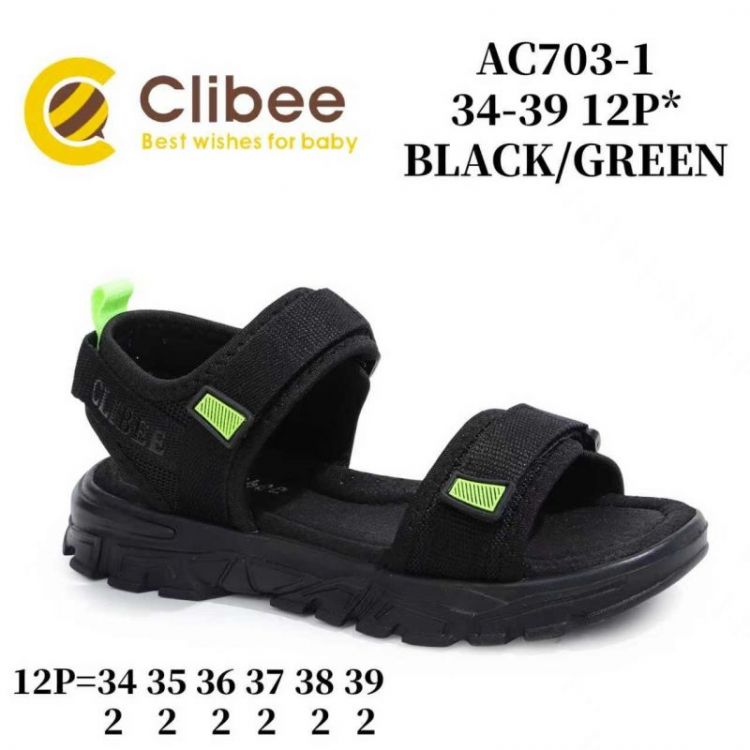 Купить Босоножки Clibee ApL-AC703-1 Black-Green на obuv-plus.com.ua