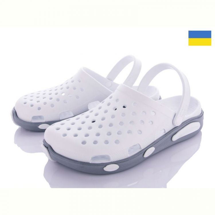 Купить Кроксы Kredo Кредо Украіна 2090 біло-сірі  на obuv-plus.com.ua