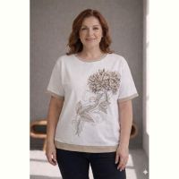 Купить Футболка Elena&Vika 25022 white-beige на obuv-plus.com.ua