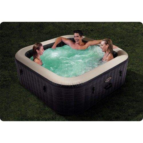 Купить Надувний джакузі - СПА Intex 28450 (квадратний), 211 x 71 x 175см (4-х місний: 1 741 л/год, підголовник, хлоргенератор, тент, підстилка, аеромасаж) на obuv-plus.com.ua