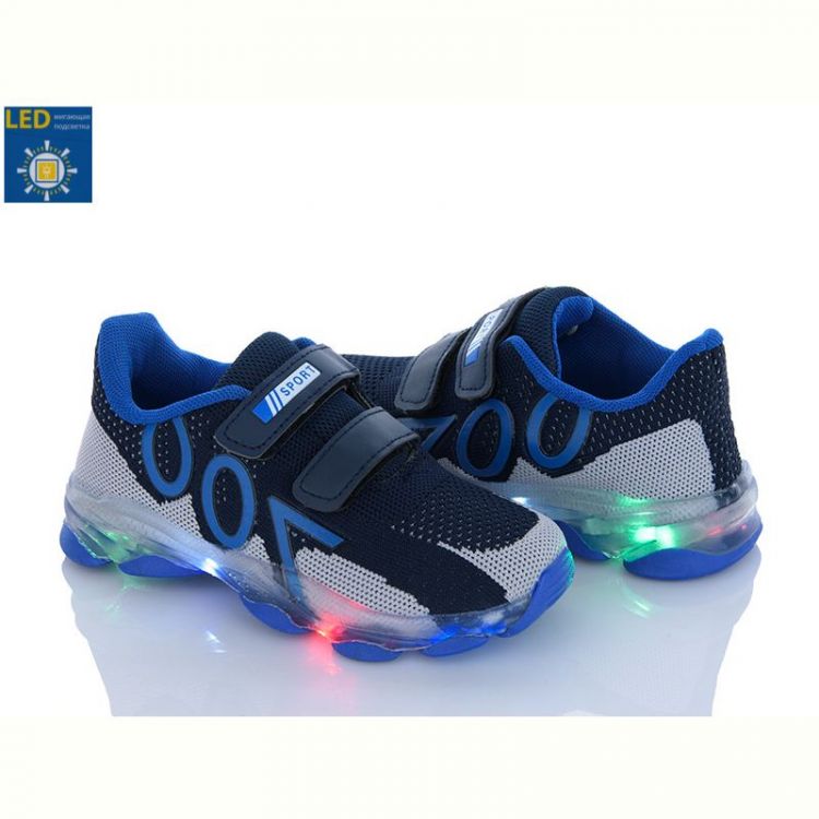 Купить Кроссовки Fzd LB019-2 navy-sky blue LED на obuv-plus.com.ua