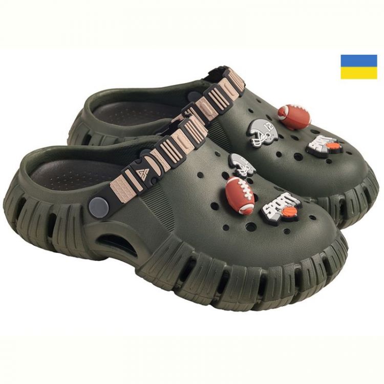 Купить Кроксы Gipanis DS012 хакі-бчорний на obuv-plus.com.ua
