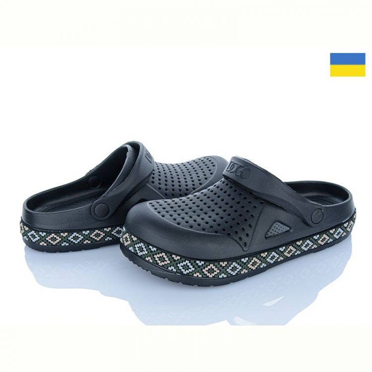 Купить Кроксы Golden Lion 521 чорний-вишиванка на obuv-plus.com.ua