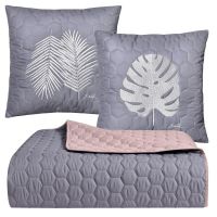 Купить Покрывало на кровать двустороннее 220х240 см IDEIA Silhouette + 2 декоративные подушки 50х50 см с вышивкой, стёганый комплект на obuv-plus.com.ua
